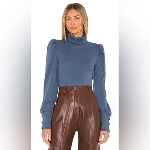 VERONICA BEARD Juno Steel Blue Pima Cotton Turtleneck Top Size Small